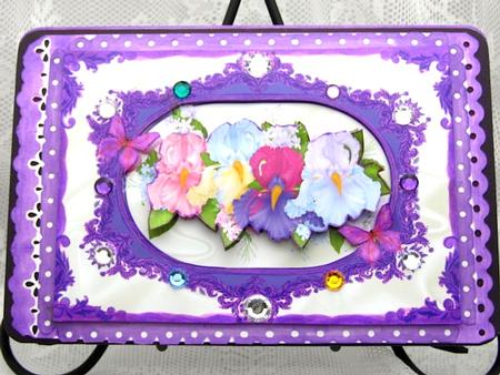 Pretty Coloured Iris's with Butterflies A4 by Darlene Handorff