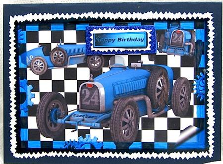 1926 Grand Prix Light Blue Racing Car for Birthday A4 by Darlene Handorff