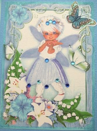 Sweet Fairy Child in Flower Frame with Butterflies A4 by Darlene Handorff