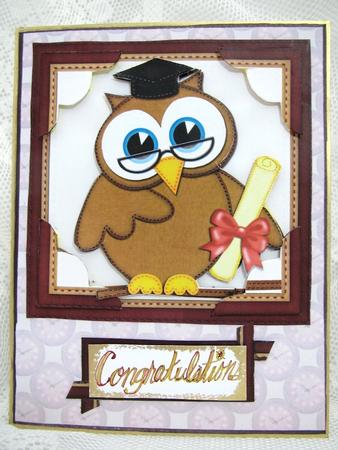 8 x 8 Wise Owl Scalloped Corner Topper by Darlene Handorff