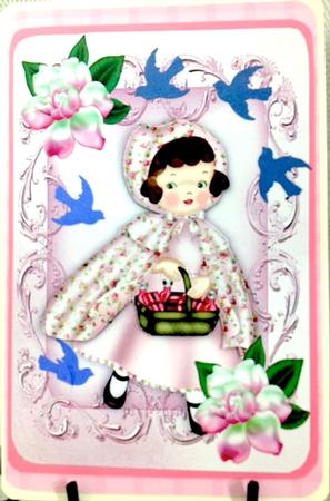 Sweet Little Girl with Basket and Flowers A4 by Darlene Handorff
