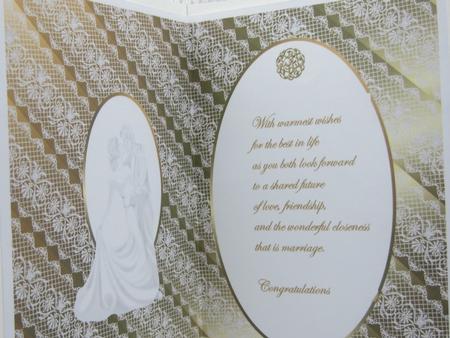 White Lace on Gold with a Couple Dancing Is by Darlene Handorff