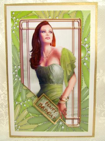 Art Deco Lady Pearl (green) Topper Sheet by Darlene Handorff