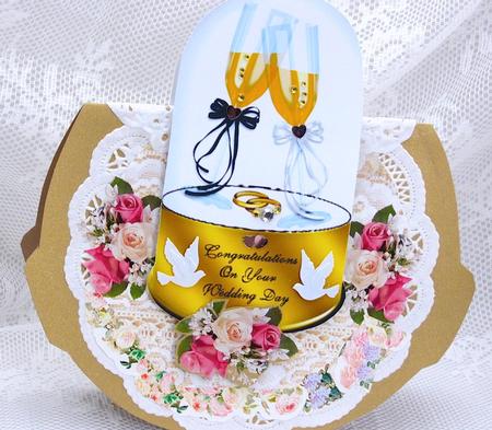 Wedding Day Champagne Glasses in Glass Dome by Darlene Handorff