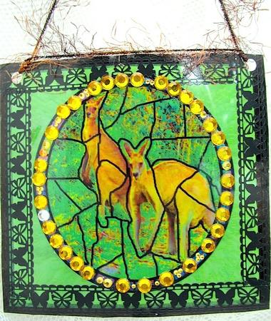 Kangaroo Stained Glass Antics Hello Friend by Darlene Handorff