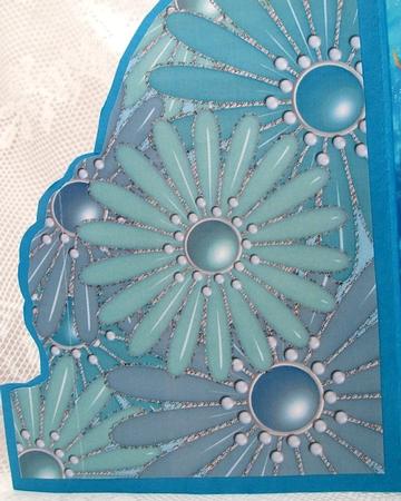 Pastel Blue Glass and Glitter Flowers Backgro by Darlene Handorff
