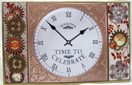 8 x 8 Time to Celebrate Clock Scalloped Corner Topper by Darlene Handorff