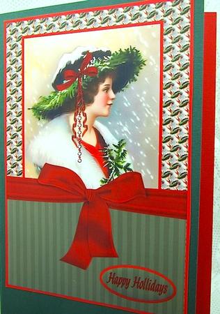 Vintage Lady with a Christmas Bonnet Qs by Darlene Handorff