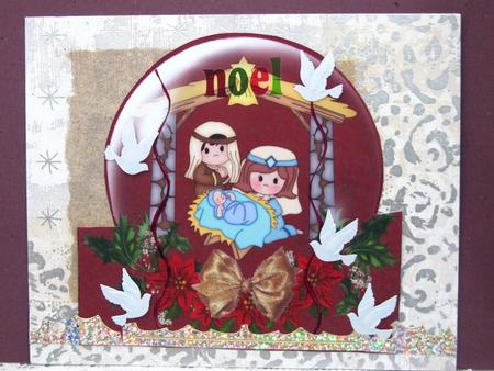 Christmas Nativity Snow Globe Square Wavy Side Stacker by Darlene Handorff
