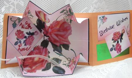 Exploding Card - Apricot Roses by Darlene Handorff