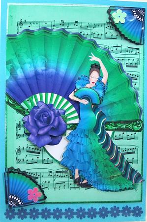 Fan & Flamenco with Sheet Music Frame - Mint by Darlene Handorff