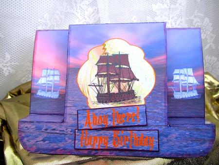 Sail Away Galleon Centre Stepper with Six Sentiments by Darlene Handorff