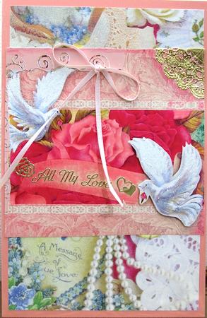 Pretty Roses with White Doves by Darlene Handorff