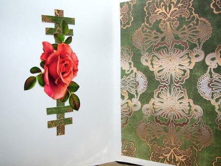 Olive Gold Metallic Damask A4 Backing Paper by Darlene Handorff