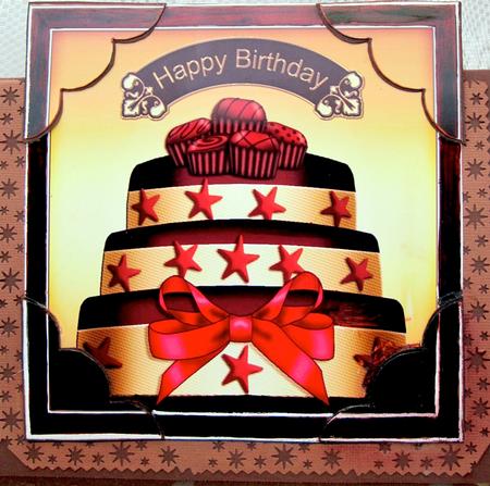 8 x 8 Chocolate Cake Birthday Scalloped Corner by Darlene Handorff