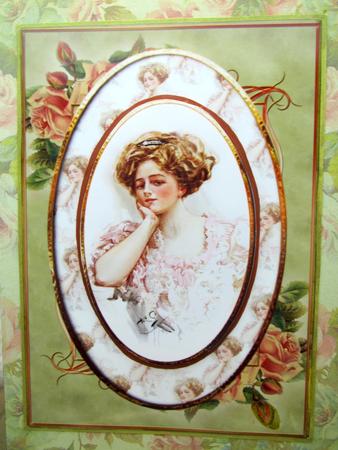 Vintage Cameo Portrait with Rose Frame by Darlene Handorff