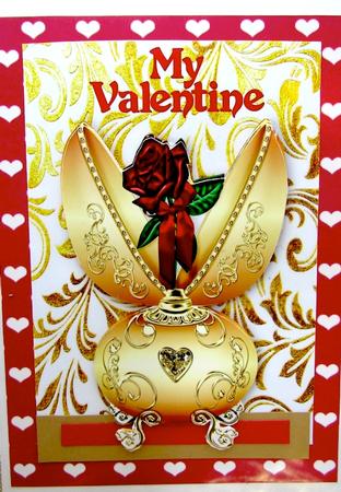 Gold Faberge Egg with Single Red Rose by Darlene Handorff