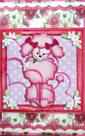 Bon Bon Poodle Dog Shell Edged Corner Side Stacker by Darlene Handorff