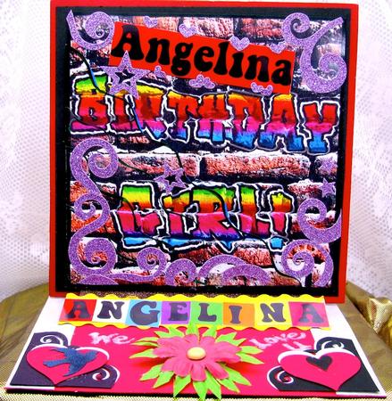 Graffiti Birthday Girl Wavy Corner Side Stacker by Darlene Handorff