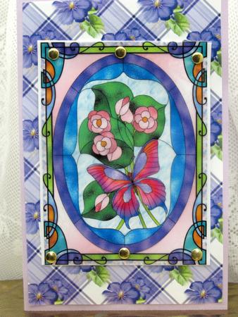 Stained Glass Floral Butterfly Topper 1 by Darlene Handorff