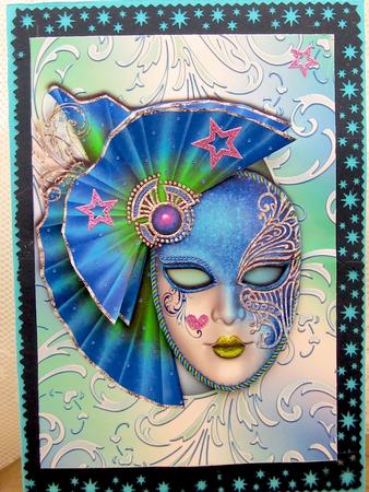 Blue Masque on Shimmering Frame + Decoupage by Darlene Handorff