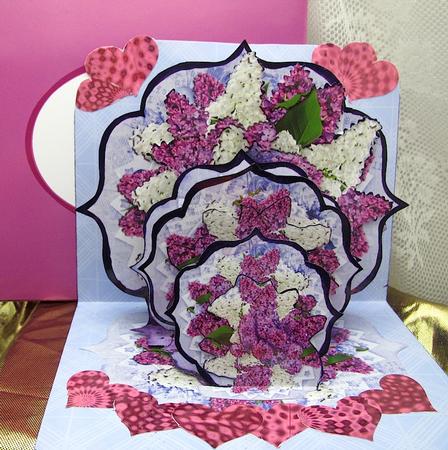 Lilacs Triple Easel Card & Envelope by Darlene Handorff