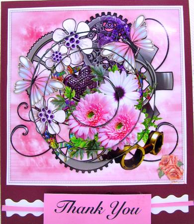 Pink Floral Steampunk Cluster Pyramid by Darlene Handorff