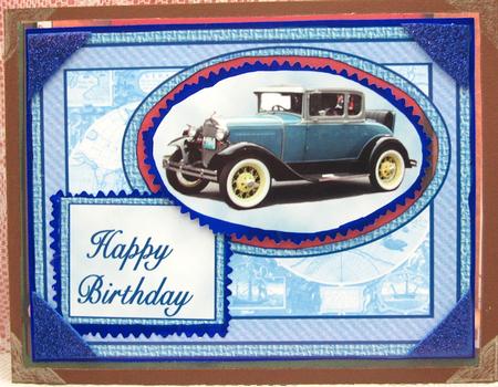 Old Blue Car Quick Card by Darlene Handorff