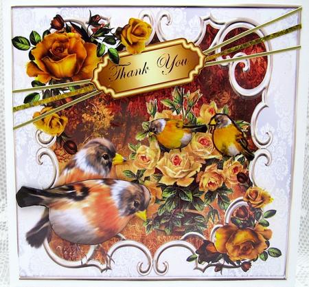 Autumn Shades with Birds in Ornate Frame 8x8 by Darlene Handorff