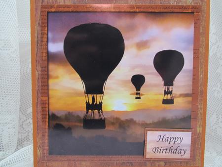 Vintage Hot Air Balloon - Silhouette Sunset by Darlene Handorff