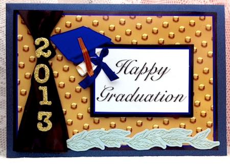 Graduation Blue Gold Black - Happy Graduation - Card by Darlene Handorff