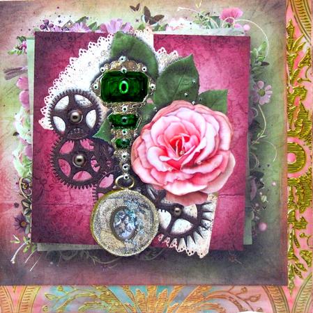 Jewel Vintage Flair Rose Approx.8x8 Topper & Decoupage by Darlene Handorff
