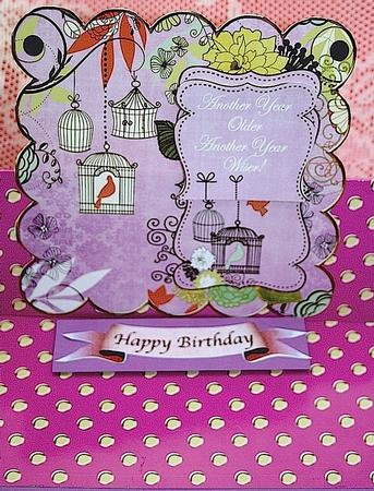 Lilac Birdcage Another Year Older 8in Scallop Topper by Darlene Handorff