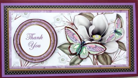 Lilac Butterfly Thank You Dl Decoupage Topper by Darlene Handorff