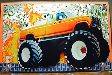 4x4 Monster Truck! on Flame Background by Darlene Handorff