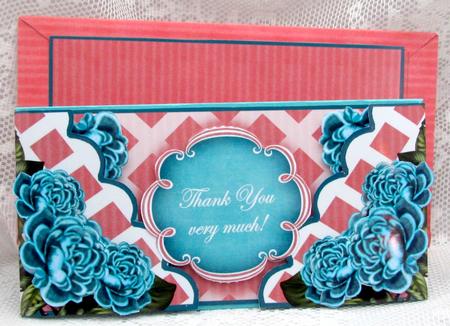 Tealp Rose Thank You Fancy Lattice 3D Card Kit by Darlene Handorff