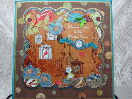 Vtea Birdcage Another Year Older 8in Scallop Topper by Darlene Handorff