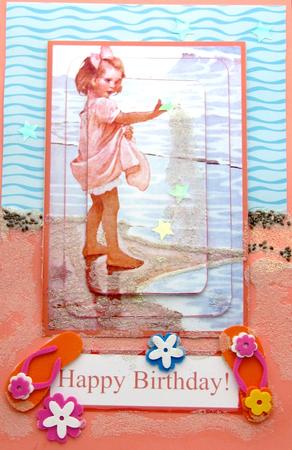 Little Beach Girl Vintage Style Pyramage Card by Darlene Handorff
