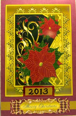 Folded Christmas Card with Poinsettias by Darlene Handorff