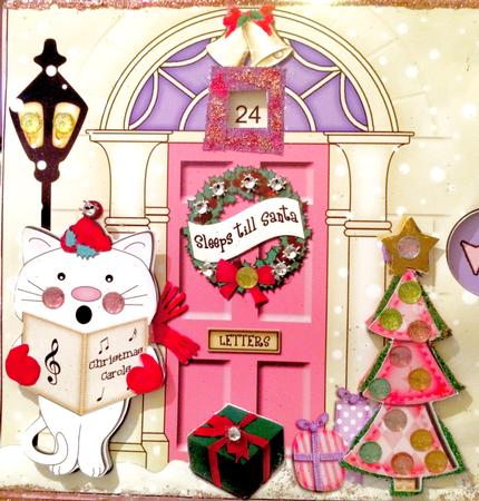 3D Singing Cat Christmas Door Countdown Animated Card by Darlene Handorff