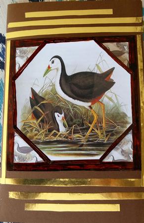 Wild Birds Enjoy the Water Card Front with Topper by Darlene Handorff