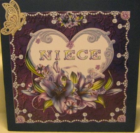 8 x 8 Inch Lily Niece Heart Birthday Card Topper by Darlene Handorff