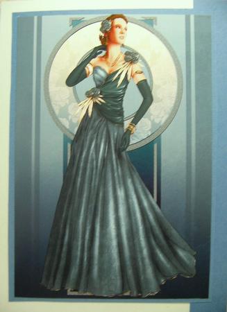 Art Deco Lady Rose (blue) A4 by Darlene Handorff