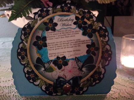 Peacock Forget Me Knot 8in Doily Card Insert Panel by Darlene Handorff