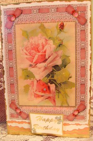Pink Roses Lace Eyelet A4 Picture Sheet by Darlene Handorff