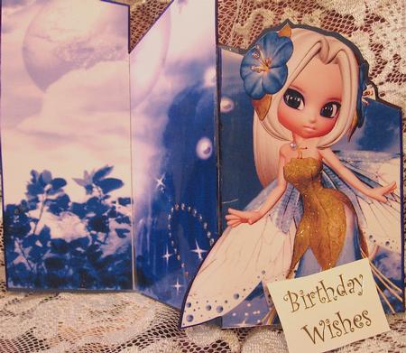 Blossom Fairy in Blue Cascade Card by Darlene Handorff