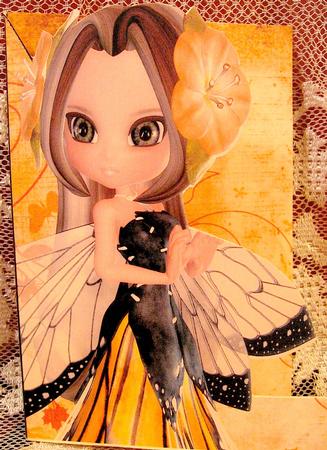 Blossom Fairy in Yellow Shaped Front A5 Print and Fold Card by Darlene Handorff