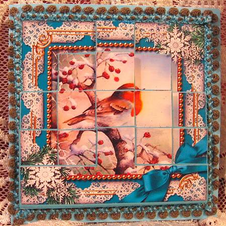 Robin 1 Snow 5inch Square Bottom Castle Stacker by Darlene Handorff