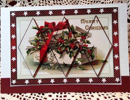 Christmas Gift Box with Holly Diamond Panel Card by Darlene Handorff
