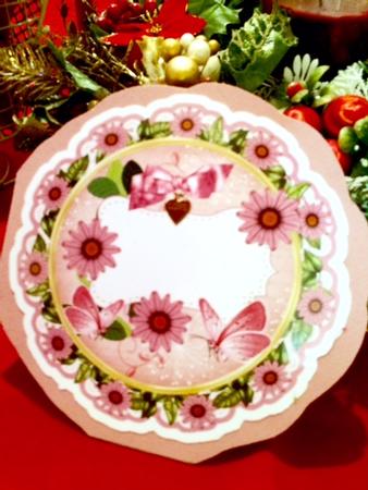 Pink Daisy 8in Doily Card Insert Panel by Darlene Handorff